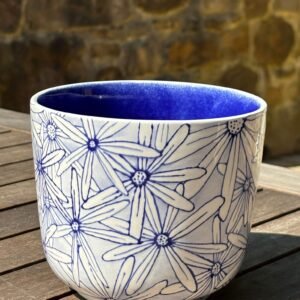 Cache pot bleu
